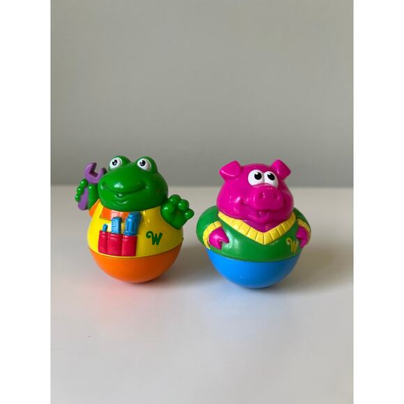 Playskool Weeble Wobble Pig and Frog Mechanic Figure 2003 - Picture 1 of 9